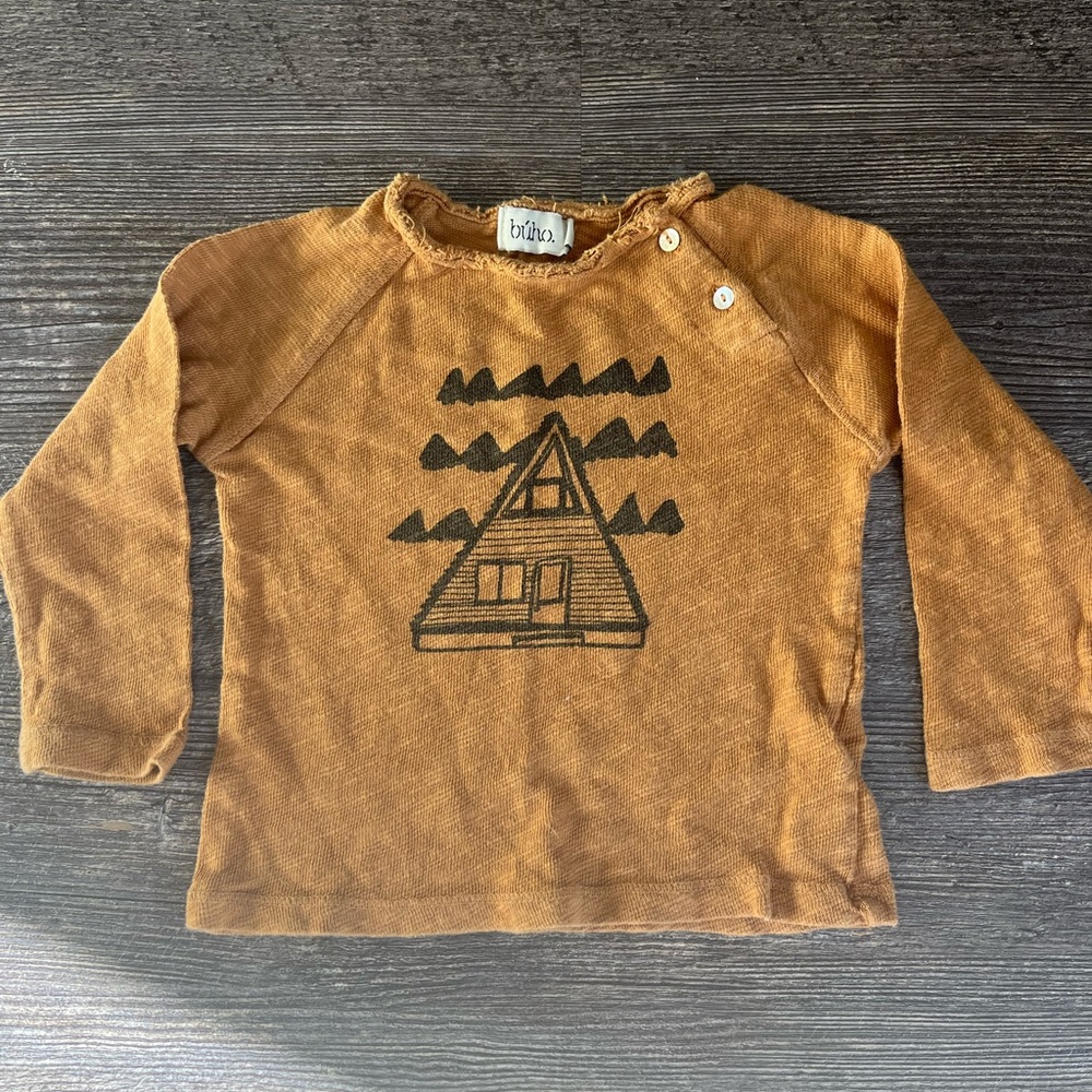 Burnt orange baby boy Camping shirt